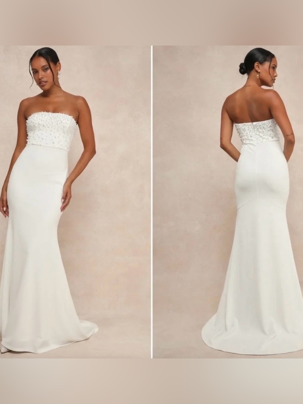 LULU's Wedding Bridal Elegant Sexy Pearl Bustier Sophisticated Romantic Gown XS